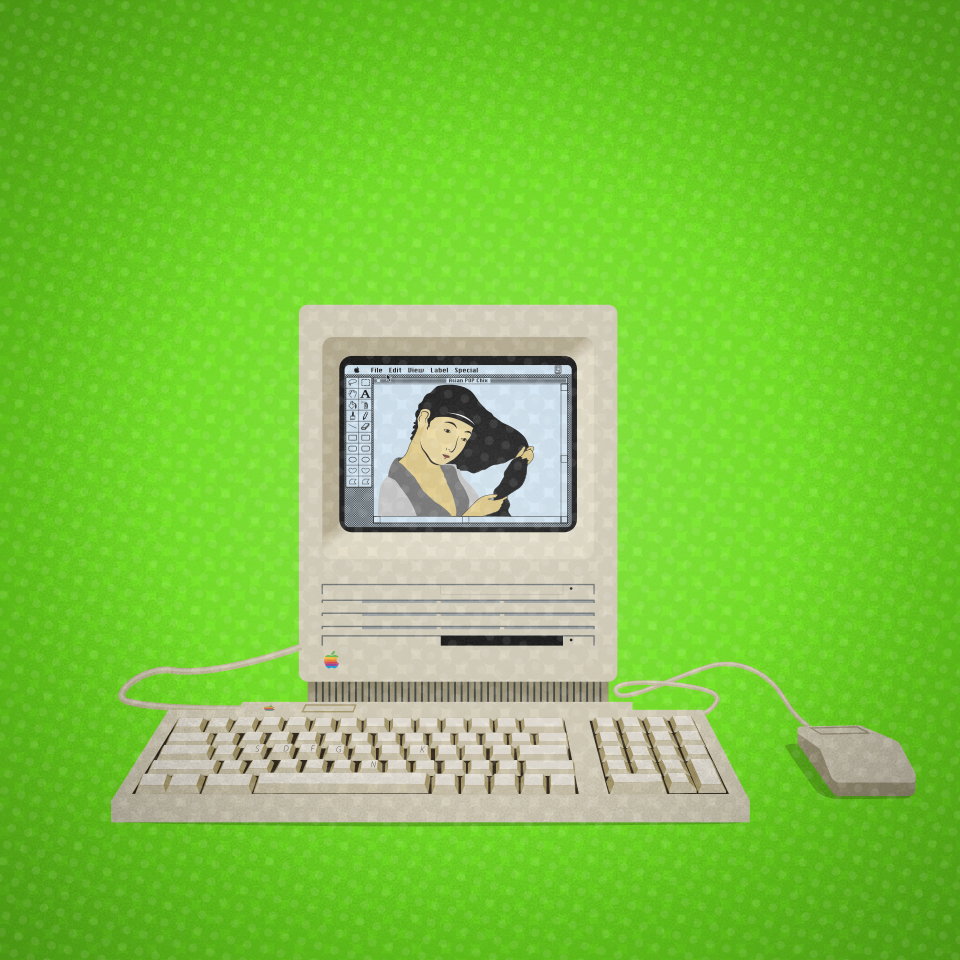 Apple Macintosh – SE FD HD – MacDraw – POP Artwork – 1984 Apple Keynote – Steve Jobs – Vector Illustration